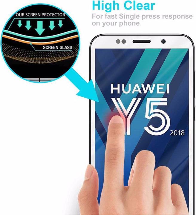 Actual product image Cadorabo Full screen display protection glass (1 Piece, Huawei Y5 (2018), Huawei Y5 Prime 2018)