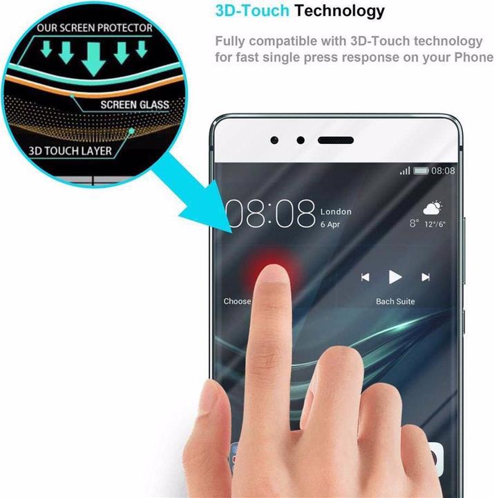 Actual product image Cadorabo Full screen display protection glass (1 Piece, Huawei P9 Plus)