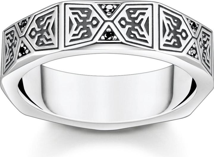 Actual product image Thomas Sabo Ring Faceted Design with Black Stones Silver (62, 925 Silver)
