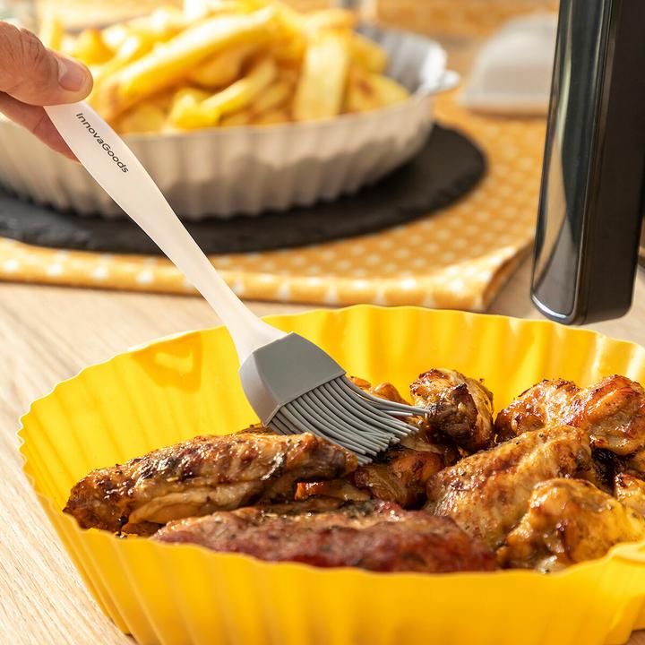Immagine prodotto InnovaGoods Stampi in silicone con spazzola da forno per friggitrici ad aria calda Mollicon