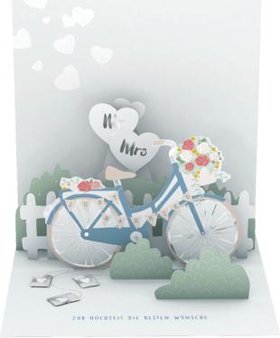 Produktbild Pop-Up Karte - Zur Hochzeit Fahrrad (1 Stk.)