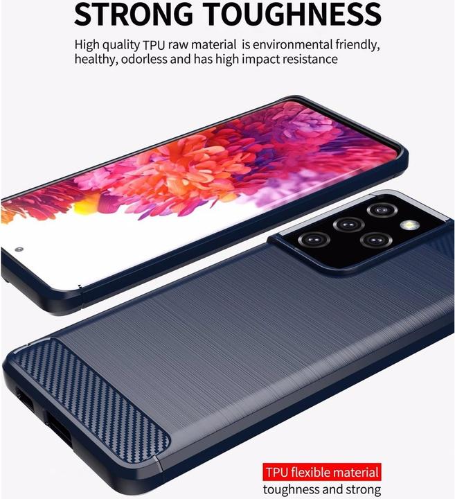 Actual product image Cadorabo TPU Ultra Slim carbon stainless steel Combi Cover (Samsung Galaxy S21 Ultra)