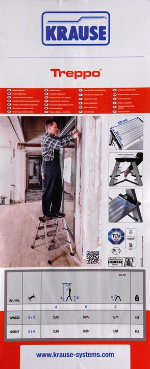 Image du produit Krause Marchepied pliant double en aluminium kl (Escabeau, 42 cm)