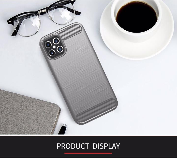 Immagine prodotto Cadorabo TPU Ultra sottile in acciaio inossidabile al carbonio Combi Cover (Apple iPhone 12 Pro Max)