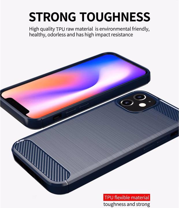 Image du produit Cadorabo TPU Ultra Slim carbon edelstahl Combi Cover (Apple iPhone 12 mini)