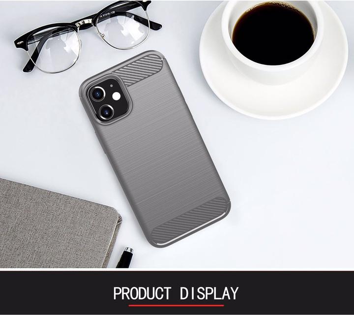 Immagine prodotto Cadorabo TPU Ultra sottile in acciaio inossidabile al carbonio Combi Cover (Apple iPhone 12 mini)