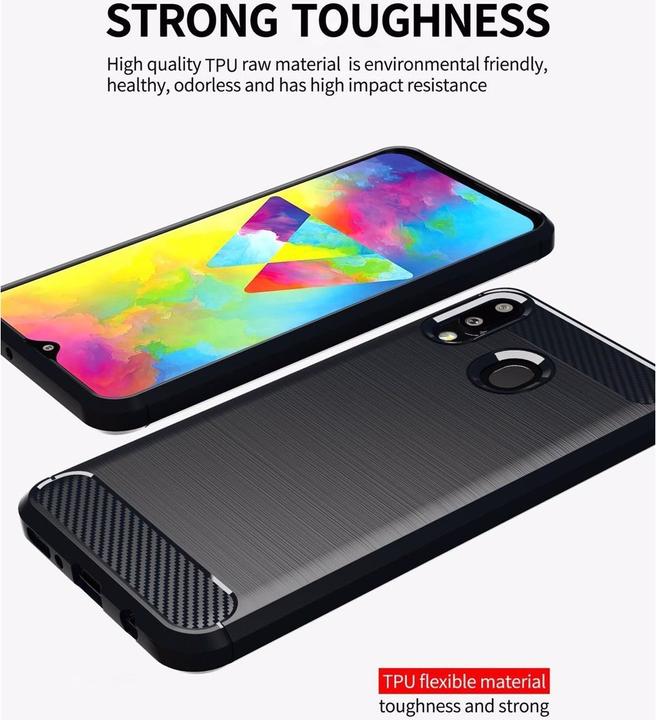 Immagine prodotto Cadorabo TPU Ultra sottile in acciaio inossidabile al carbonio Combi Cover (Samsung Galaxy M10s, Samsung Galaxy A20, TCL A30)
