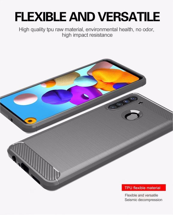 Immagine prodotto Cadorabo TPU Ultra sottile in acciaio inossidabile al carbonio Combi Cover (Samsung Galaxy A21)