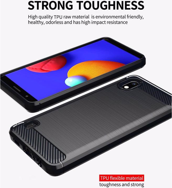 Produktbild Cadorabo TPU Ultra Slim carbon edelstahl Kombi Cover (Samsung Galaxy A10, HTC One M10)