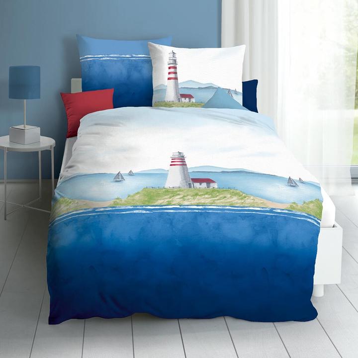 Actual product image Kaeppel Seersucker bed linen Lighthouse navy (Bedding set, 135x200 cm + 80x80 cm)