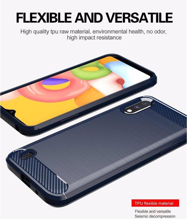 Produktbild Cadorabo TPU Ultra Slim carbon edelstahl Kombi Cover (Samsung Galaxy A01)