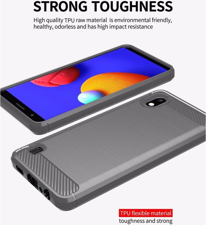 Produktbild Cadorabo TPU Ultra Slim carbon edelstahl Kombi Cover (Samsung Galaxy A10, HTC One M10)