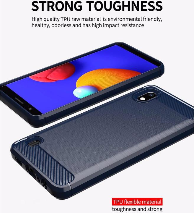 Actual product image Cadorabo TPU Ultra Slim carbon stainless steel Combi Cover (Samsung Galaxy A10, HTC One M10)