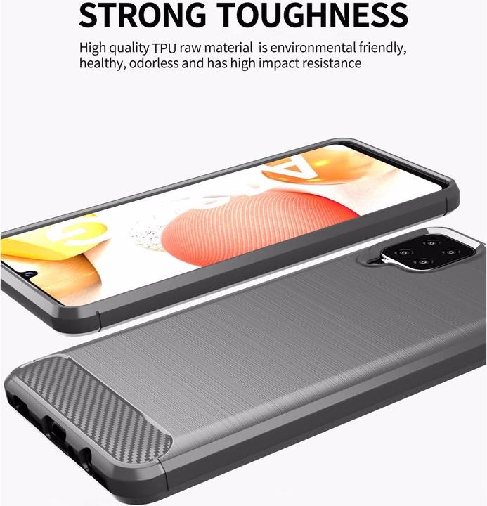 Produktbild Cadorabo TPU Ultra Slim carbon edelstahl Kombi Cover (Samsung Galaxy A12, Samsung Galaxy M12)