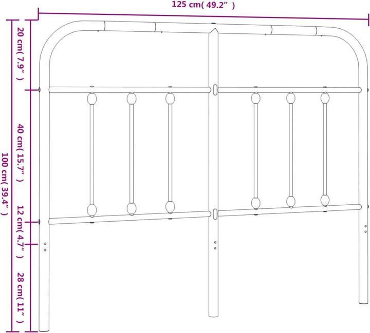 Immagine prodotto VidaXL Kopfteil Metall Weiss 120 cm, Farbe: Weiss, Material (125 x 3 x 100 cm)