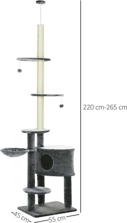 Actual product image PawHut Cat tree with cave (260 cm, Dark grey)