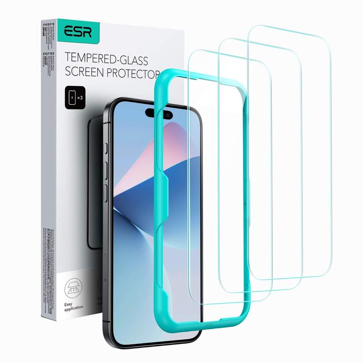 Actual product image ESR Tempered glass display protection (1 Piece, Apple iPhone 16 Pro)