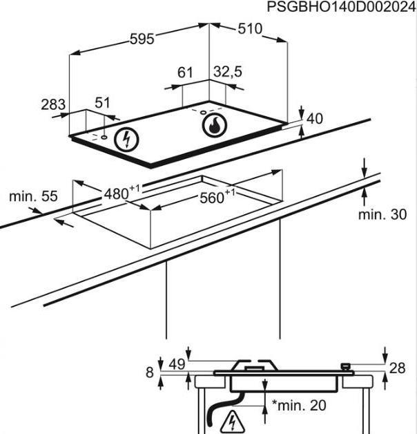 Produktbild Electrolux EGS6436RK Kochfeld Integriert Gaskochfeld 4 Zone(n)
