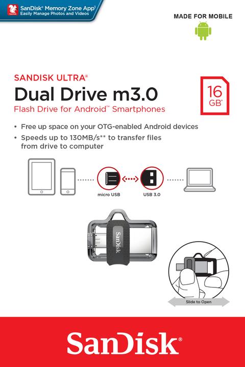 Produktbild SanDisk Ultra Dual Drive M3.0 (16 GB, USB-A, Micro USB)