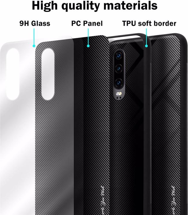 Actual product image Cadorabo TPU Striped Glass Cover (Huawei P30)