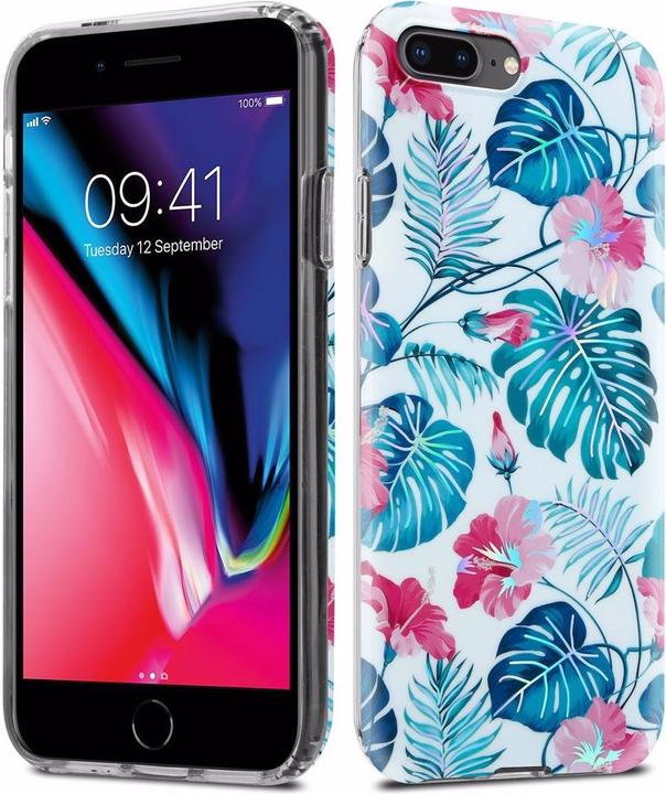 Image du produit Cadorabo Couverture IMD TPU Fleurs & Feuilles colorées (Apple iPhone 7s Plus, Apple iPhone 7 Plus)