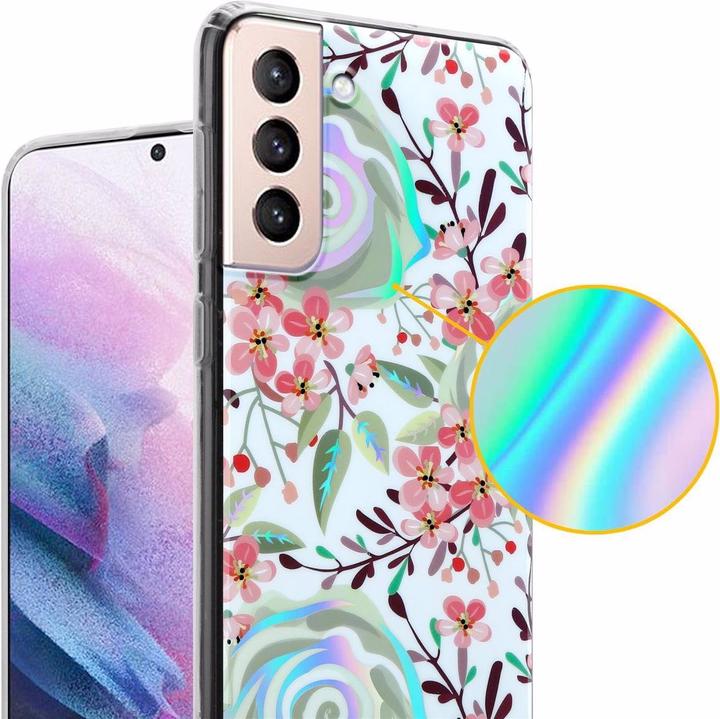 Actual product image Cadorabo IMD TPU Colorful Flowers & Leaves Cover (Samsung Galaxy S21+)