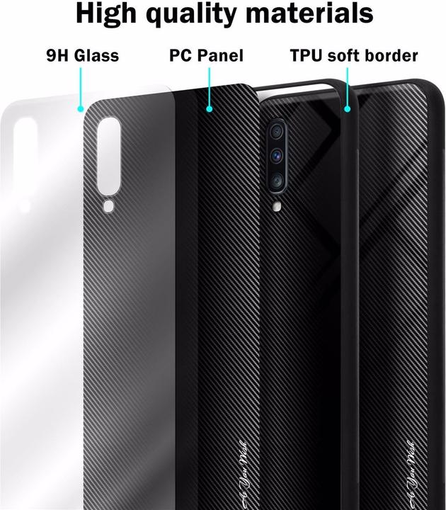 Actual product image Cadorabo TPU Striped Glass Cover (Samsung Galaxy A70, Samsung Galaxy A70S)