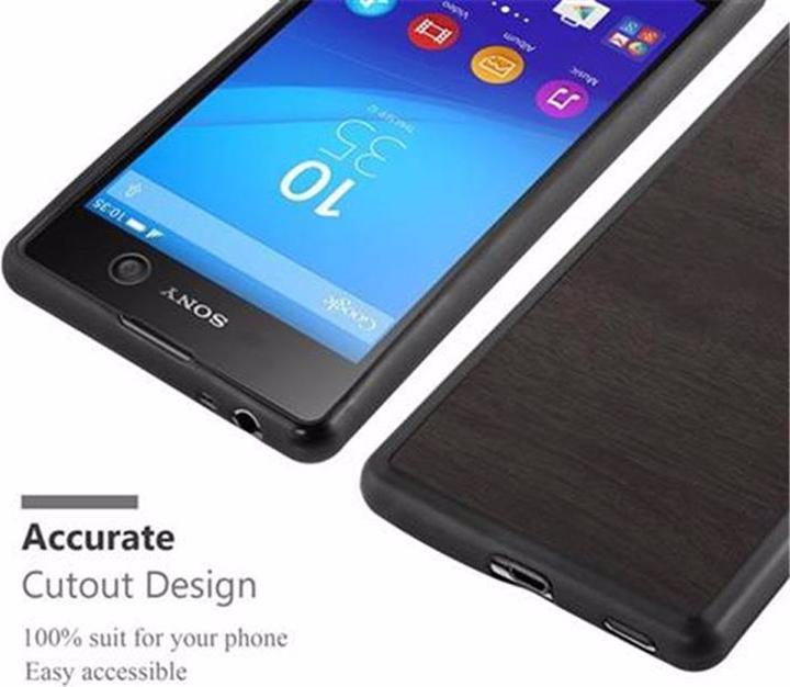 Actual product image Cadorabo TPU Wooden Cover (Sony Xperia M5)