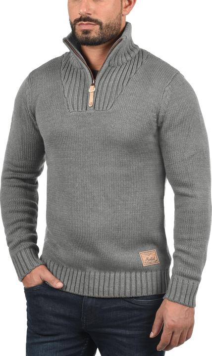 Image du produit Solid Petro Pull En Grosse Maille À Col Camionneur Pull-Over Pour Homme Avec Col Droit Avec Fermetur (M)