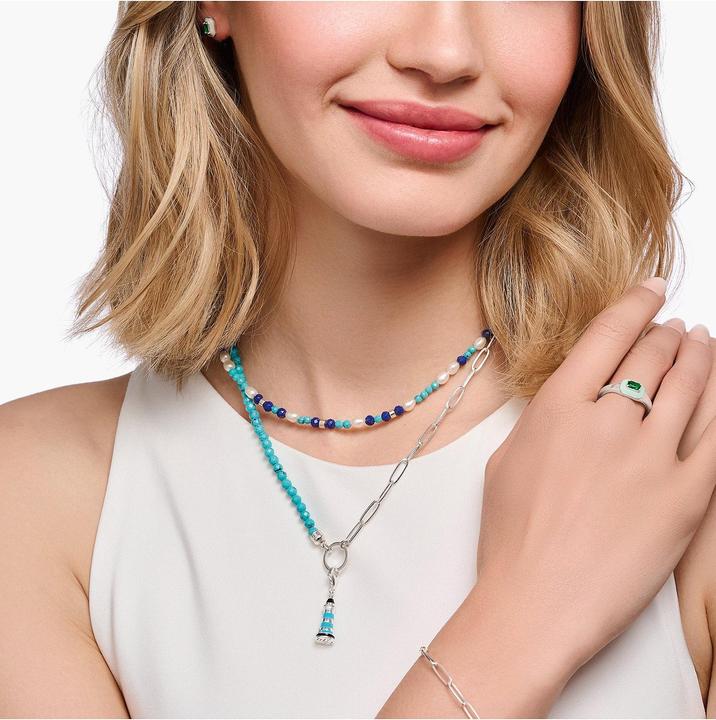 Actual product image Thomas Sabo Charm Pendant Turquoise Lighthouse Silver (925 silver, Enamel)
