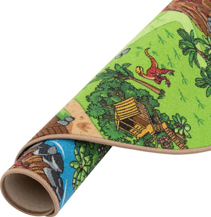 Produktbild Pergamon Kinder Spiel Strassen Teppich Dino Welt Rund (160 x 160 cm)