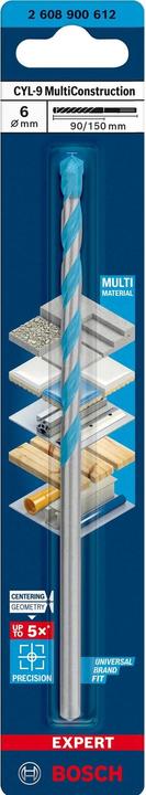 Immagine prodotto Bosch Professional Zubehör Trapano Expert CYL-9 MultiConstruction, 6 x 90 x 150 mm, d 5,5 mm (6 millimetri)