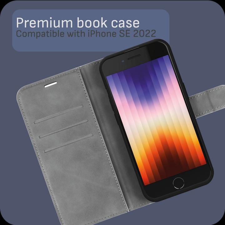Produktbild Cazy Premium-Geldbörsen-Etui für iPhone SE 2022, Magnetisches Geldbörsen-Etui, Kartenfächer, Ständer - (Apple iPhone SE (3rd Gen))