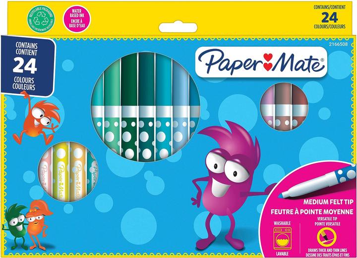 Paper Mate Felt-tip pens Kids Colouring Coloured 24 M Blister (Multicoloured, 24 x)