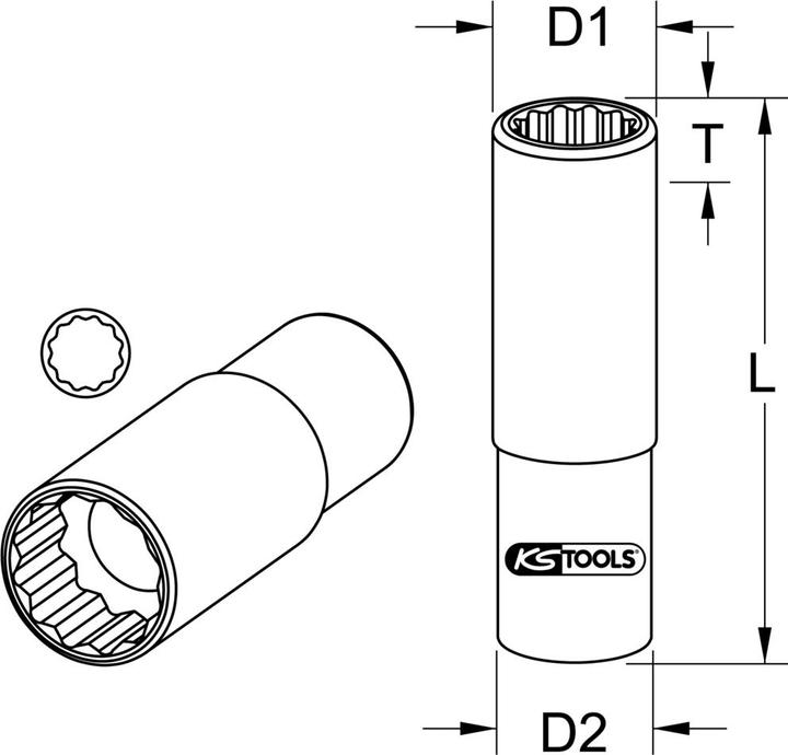 Image du produit KS Tools 1/2" Douille longue (34 mm)