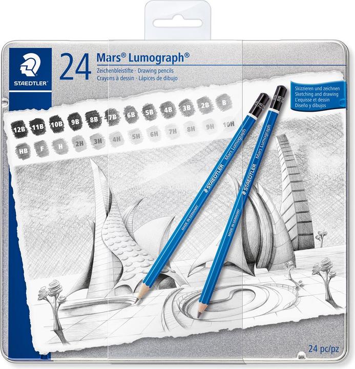 Image du produit Staedtler Etui en métal pour stylet mars Lumograph 100 avec 24 pièces, trié (2 mm, M, 24 x)