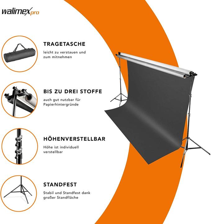 Actual product image Walimex 3-fold background system + bag (290 cm, 250 cm)