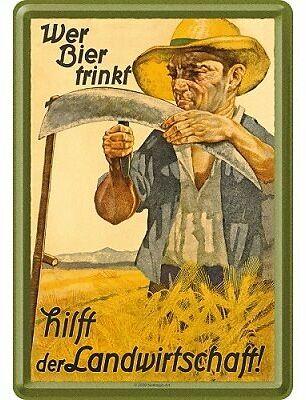 Image du produit Nostalgic-Art Merchandising Blechpostkarten. Open Bar / Wer Bier trinkt hilft der Landwirtschaft