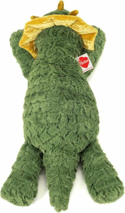 Actual product image Teddy Hermann 93943 - Dino Donnie, green, dinosaur soft toy, 48 cm, Herzekind (20 cm)
