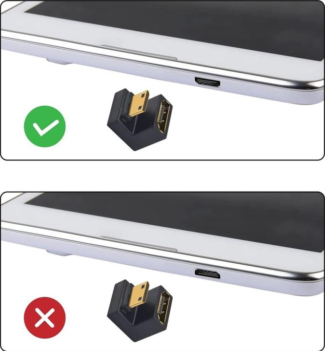 Actual product image PowerGuard Mini HDMI to HDMI 2.1 180 Degree Angle U Shape Down Adapter (Mini HDMI)