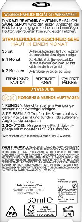Nährwerte und Zutaten L'Oréal Paris L’Oréal Paris Revitalift Clinical Vitamin C Serum 30 ml (30 ml)