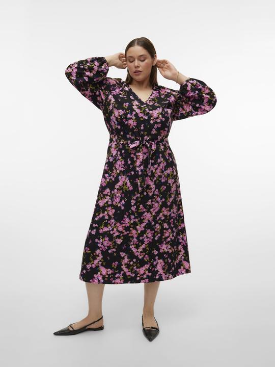 Produktbild Vero Moda Normal geschnitten Rundhals Curve Nicht verstellbare Bündchen Langes Kleid Kleid (52)
