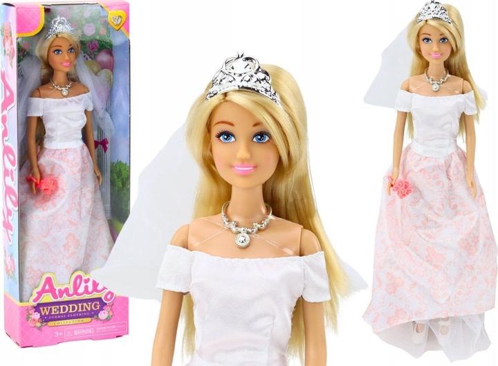 Actual product image Lean Toys Puppe im Hochzeitskleid + Blumen