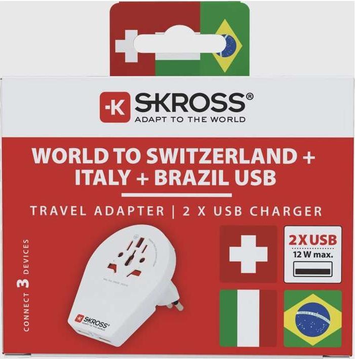Actual product image Skross Country World to CH Italy Brazil USB
