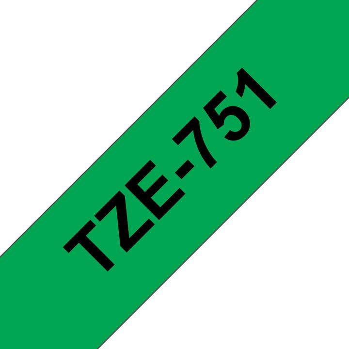 Actual product image Brother Tze-751 (2.40 cm, Green, Black)