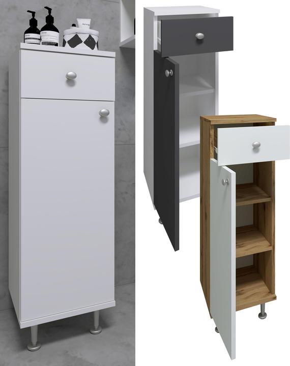 Actual product image VCM Wooden Bathroom Furniture Midi Cupboard Bathroom Cabinet Bathroom Drawer Shelf Nilosi (30 x 30 x 95 cm)