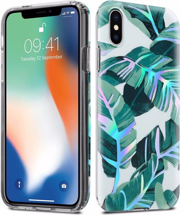 Actual product image Cadorabo IMD TPU Colorful Flowers & Leaves Cover (Apple iPhone X)