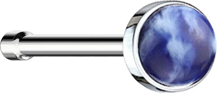 Image du produit Star Piercing Nasenstecker gerade silber mit Sodalith Stein (sans laiton, Acier chirurgical 316L, Minéral)