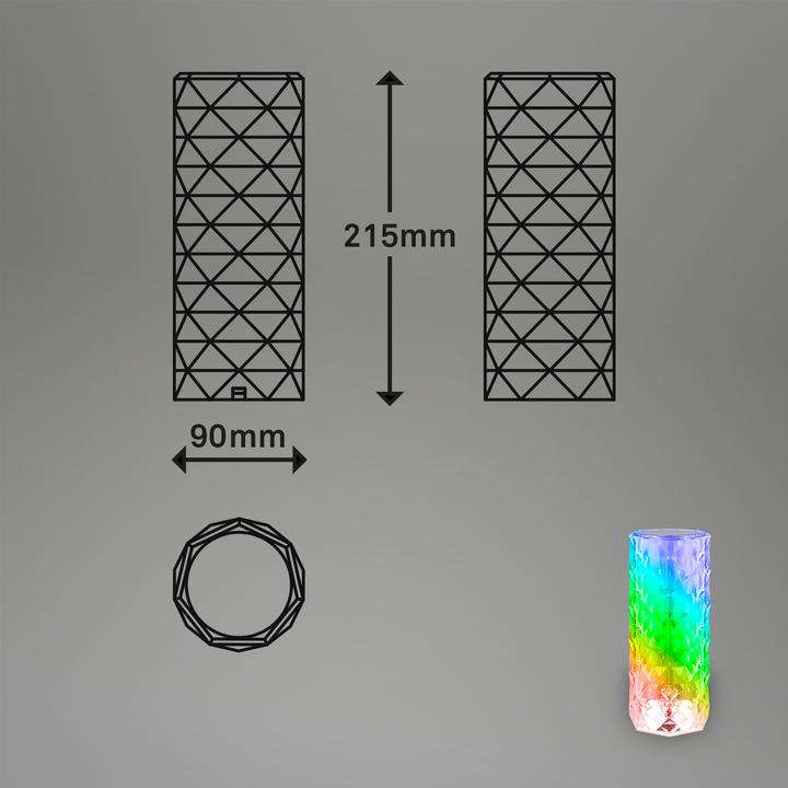 Produktbild Briloner Akku RGB-LED Tischleuchte, Kristalloptik, transparent, 1xLED/2,3W (65 lm)