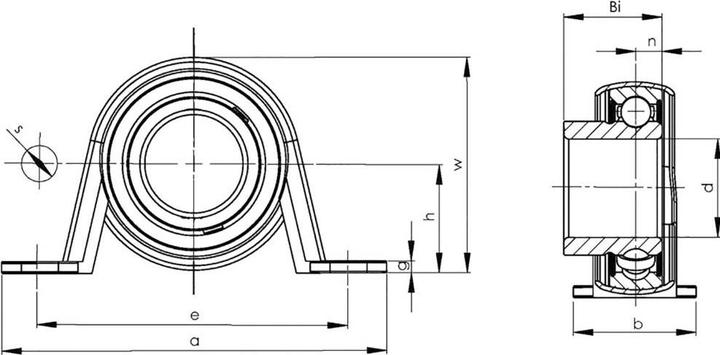 Image du produit UBC Bearing Palier à pied SBBP, boîtier en tôle d'acier SBPP 205 Diamètre d'alésage 25 mm Distance entre les